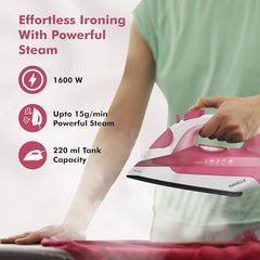 Havells TruSteam 1600 Watt Steam Iron with Self Cleaning Function|Vertical & Horizontal Ironing|220 ml Tank for Longer Ironing|High Steaming Rate upto 15 gm/min|2Yr Manufacturer Warranty(Pink)