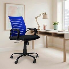 Amazon Brand - Solimo Worklo Mid Back Office Chair for Work from Home | Study | Revolving | Computer (Heavy Duty Powder Coated Metal Base, Stylish Black Mesh)