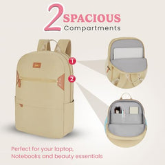 Genie Miami Laptop Backpack for Women (16 Inches) | Modern Office, College & Travel Laptop Backpack | Padded Laptop Sleeve | Rose