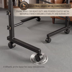 PRIMEBULL Adjustable Laptop Table with Wheels, Multi-Purpose Study Table | Bed Table | Height Adjustable for Office & Work from Home | Space Saving | Easy to Assemble (PRIMEBULL - Natural Wood)