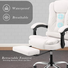 Casa Haus Italia Premium Leatherette Office Chair for Work | Boss Chair, Ergonomic Executive, Luxurious Cushioned Arms & Seat, 2 Point Back Massager, Heavy Duty Metal Base (Burgundy)