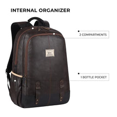 Gear Classic Anti Theft Faux Leather 14 cms Black Laptop Backpack (LBPCLSLTH0101)