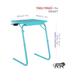 TABLE MAGIC- BADE Multipurpose Laptop Table Mat Finish - Adjustable, Foldable, Portable, Engineered Wood Top with Footrest, Top Size 60 * 45cm (X-Large, Midnight Black)
