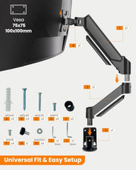 Dyazo Single Monitor Desk Mount Stand | Height Adjustable Fully Articulating Arm for 13–32 Inch Screens | VESA 75×75/100×100 Compatible | Tilt & Rotate Monitor Holder with C-Clamp/Grommet Base (Black)