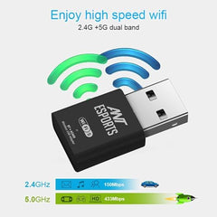 Ant Esports AE600B 600 Mbps Wi-Fi + Bluetooth USB 2.0 Mini Dongle for Desktop Laptop PC I 2.4 & 5Ghz I WiFi 5 802.11AC