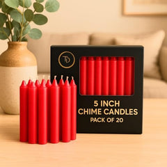 True Decor Wax 5" Red Pack Of 20 Chime/Spell/Mombati Unscented Candles || Red Candles For Stamina Good Luck Willpower And Courage || Burn Time 4 Hrs