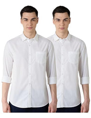 Amazon Brand - Symbol Men's Pack of 2 Cotton Casual Shirt| Regular Fit | Plain | Full Sleeve | Available in Plus Sizes