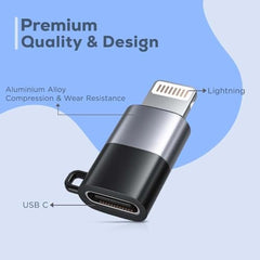 (Apple MFi Certified) Type C Female to Lightning Male Adapter for iPhone Headphone Mic OTG Support Compatible with iPhone 14/13/ 12/11/ Mini/Pro/ProMax, SE/XS/XR/X/ 8/7/ 6/ Plus, i-Pad & iOS