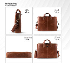 HAMMONDS FLYCATCHER Genuine Leather Office Bag for Men - 15.6 Inch Laptop Bag for Men for Professionals, Business Travelers - Adjustable Straps & Multiple Compartments - 1 Year Warranty - Brown