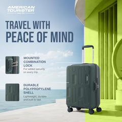 American Tourister 3PC PP Ivy 2.0-8 Wheel, Set (Small + Medium + Large) Hard Suitcase for Travel/Trolley Bag with Combination Lock & Smooth Sliding Double Wheel - Tan Orange, 55 Cm, 68 Cm, 79 Cm