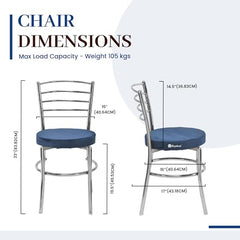 RATISON Office Visitor Study Chair Home Restaurant Steel Multipurpose with a Leather Cushion Steel Chrome Chair with Ring (Green, 6)