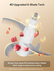 UN1QUE 350ML Rechargeable Mini Electric Chopper for Kicthen Use | One-Touch Operation | 304 Stainless Steel Blades | Chopper Electric for Chop, Mince, Puree, Whisk, Grind