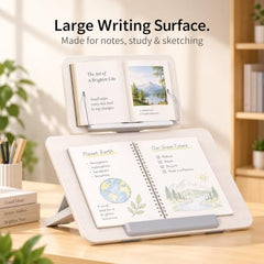 Sunchhaya Acrylic Book Stand for Reading – Clear Adjustable Book Holder with 360° Rotating Base, Foldable Reading Stand for Desk, Cookbook, Tablet & Laptop Stand, Height & Angle Adjustable (R22H)