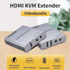 MICROWARE KVM HDMI Extender 60M - 1080P HD Video and USB Keyboard Mouse Control Signal Booster Over Single Cat5e/6 Cable with - Transmitter and Receiver Set for DVR/NVR/PC/Gaming/Server/Control Room