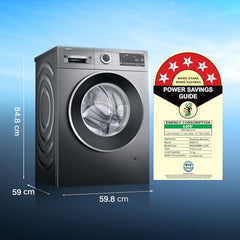 Bosch 10 kg 5 Star Front Load Fully Automatic Washing Machine, AI ActiveWater, Automated Dosing of Detergent, Inbuilt heater,14 Wash Programs,60L Large Drum,Cast Iron Grey, WGA254IRIN (2026 model)