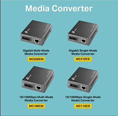 TP-Link MC220L Gigabit SFP Media Converter | 1000 Mbps RJ45 Port | IEEE 802.3ab 802.3z | Half-Duplex/Full-Duplex Transfer Mode | Long-Range Point-to-Point Connections