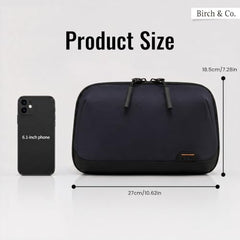 Birch & Co. Travel Organizer Pouch - Gadgets, Cable and Travel Accessories Organisers with Multiple Compartments, Zipper Pocket, Pen Holders, Water-Resistant Accessory Case for Cables, Grey