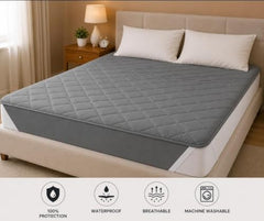 Mattress Protector King Size Waterproof Quilted Mattress Topper Cover with Elastic Corner Straps, Breathable Soft Non-Woven Back, Machine Washable Mattress Pad (72 x 78 Inch,), Grey