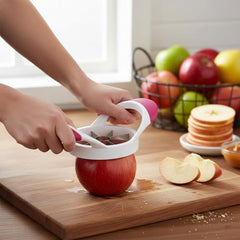 MOMISY Plastic Apple Fruit Slicer, Corer, Cutter, Divider Tool, 8 Stainless Steel Blades (WhiteRoseRed)