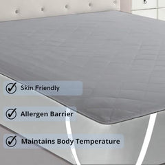 Trance Home Linen 100% Cotton Quilted Mattress Protector Single Siz Bed| Quilted Bed Cover |Water Resistant | Breathable 100% Cotton Pad with Elastic Straps on Corners (75x36 inch, Beige)