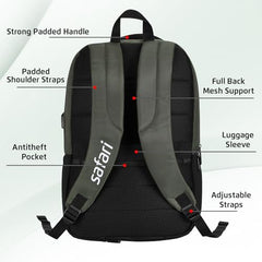 Safari Nex 26L Laptop Backpack Bag for Men and Women, Ideal for Office Use/School/College, 2 Compartment, Rain Cover, Antitheft Pocket, USB Port, Trolley Sleeve & Organizer, Olive