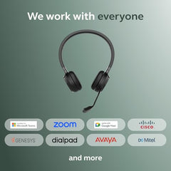 Jabra Evolve 65 TE MS Bluetooth Headset with Mic | Wireless Stereo Office Headphones | Teams Certified | USB-A Link 390 | Work from Home Headset for PC & Mobile.