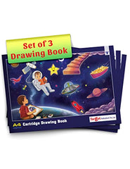 A4 Drawing Book, 34 Pages (29.5 x 21 cm), 100 GSM White Paper, Pack of 3 | Soft Blund, Sketch Book for Kids, Students and Artists | Thick Pages Suit Pencils, Crayons, Colour pens, Paints