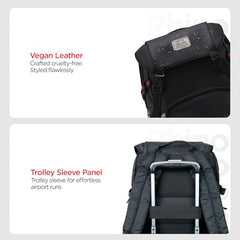 HARISSONS RHINO Laptop Backpack | 30L | Fits 15.6” Laptop | 420D PU-Coated Polyester & Vegan Leather | Office, Commute & Travel | Laptop Protection, Trolley Sleeve, Organizer (Grey)