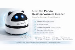 5 LEAFé : JOURNEY TO HEALTH Panda Mini Vacuum Cleaner for Desk (with Nozzle), 500 Pa Powerful Suction, USB Rechargeable Handheld Table Dust Cleaner for Keyboard, Laptop, Car Interior