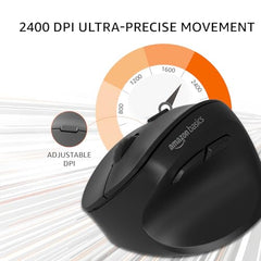 amazon basics Pro Series 650 mAh Wireless Rechargeable Ergonomic Mouse for PC, Mac, Laptop | 3 Adjustable DPI Settings Up to 1600 | Shortcut Buttons | Tri-Mode connectivity (Black)