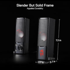 Redragon GS550 Orpheus PC Gaming Speakers, 2.0 Channel Stereo Desktop Computer Sound Bar with Compact Maneuverable Size, Quality Bass and Decent Red Backlit, USB Powered w/ 3.5mm Cables, Doom Eternal