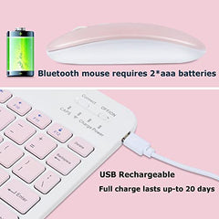 SHARE SUNSHINE Bluetooth Wireless Keyboard and Mouse Combo, Pink Ultra-Slim, Ergonomic, Rechargeable, Compatible with Apple iPad iPhone Samsung Tablet Android PC Mac