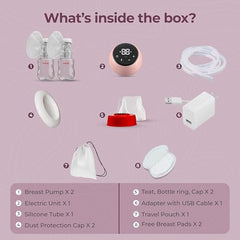 LuvLap Adore Double Electric Breast Pump with Dual Mode, 2 Phase - Stimulation & Expression, Soft Silicone Cushion, Rechargeable Battery, Single Breast Pump Electrical, BPA Free