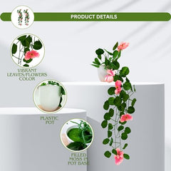 fancymart Artificial Flower Plant Home Décor with Small Size Pot | Pack of 2 | Plant Hanging for Home Decor | Office Decor (DESIGN-01)