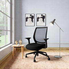 Interio by Godrej Curv Premium Mesh Wide Back Ergonomic Chair | Work from Home/Study Chair | 1-Year Warranty | Height Adjustable Chair | Heavy Duty PP Base | DIY Installation, Black
