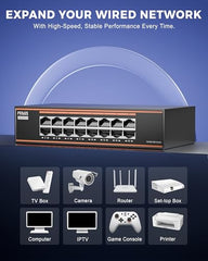 FEDUS Nextport-8000, 8 Port Gigabit Ethernet Switch 1000Mbps, High-Speed Network Splitter & LAN Hub, Plug & Play, Fanless, Desktop Switch for PC, Internet Cable, Laptop, Gaming, Router, NAS, CCTV, TV