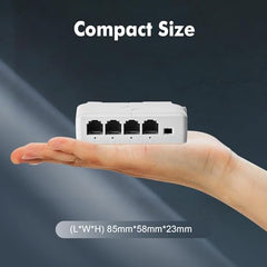 BUYFLUX PoE Switch 5 Port, 1 in 4 Out Extender, Repeater Support IEEE802.3af/at/bt Powered 90W, 100Mbps Ethernet Passthrough Switch, Extend 250m(328ft), Wall and Din-Rail Mount (POE Extender 1 X 4)