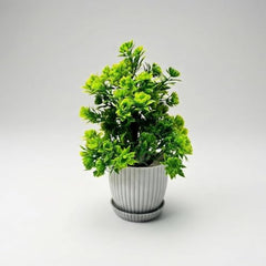 amazon basics Artificial Potted Plants, Artificial Plastic Eucalyptus Plants Small Indoor Potted Houseplants, Small Faux Plants for Home Decor Bathroom Office Farmhouse (Set of 8)