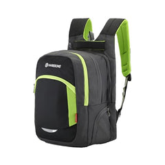 HARISSONS Xeno Travel Laptop Backpack | 40L | Fits 15.6" Laptop | Water-Resistant Dobby PU Polyester | USB Port, Rain Cover, Reflectors, Sternum Strap | Work, College & Commute (Black-Green)