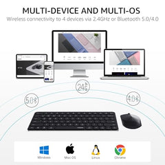 Rapoo 9010M Multi Device Wireless & Bluetooth Keyboard & Mouse Combo, White