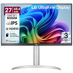 LG 27UP650K-W 27-inch Ultrafine 4K UHD (3840 x 2160) IPS Computer Monitor, 60Hz, 5ms, DisplayHDR 400, Reader Mode, Flicker Safe, HDMI, DisplayPort, Tilt/Height/Pivot Adjustable Stand, White
