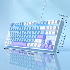 MageGee 75% Mechanical Gaming Keyboard with Brown Switch, LED White Backlit Keyboard, 87 Keys Compact TKL Wired Computer Keyboard for Windows Laptop PC Gamer - Retro Grey/White