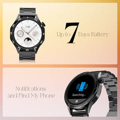 boAt Enigma Radiant Luxury Watch for Man w/1.43"(3.63 cm) AMOLED Display, AOD, Premium Metal Build, Round Dial, 200+Watch Faces, Upto 7 Days Battery Life, Fitness smartwatch for Men (Metal Black)