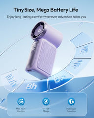 Gaiatop Portable Turbo Handheld Fan with Ice Cooler,Powerful High-Speed Foldable Hand Fan With 100 Speed Adjustable,4800mAh Rechargeable Personal Fans Gift for Travel Indoor Outdoor Use (Light pink)