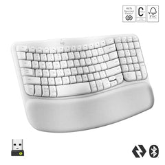 Logitech Wave Keys Wireless Ergonomic Keyboard with Cushioned Palm Rest, Comfortable Natural Typing, Easy-Switch, Bluetooth, Logi Bolt Receiver, for Multi-OS, Windows/Mac - Graphite
