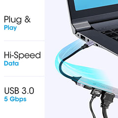 ZEBRONICS TA210U, 4 in 1 Type-C to USB Hub, USB 3.0, 4 USB Ports, Speeds Upto 5 Gbps, Metal Body, for Mac | Laptops, Black