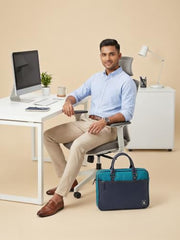 EUME Commute Laptop Bags for Men & Women Office Use| Gift | with Padded Compartment | Vegan Leather & Nylon Fabric | Fits Up to 15.6" Laptop & MacBook, 11L, Black & Forest Green