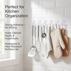 SIGNAMIO 6 Hook Shelf Adhesive Strip Wall Hanging Sticky Hook Black