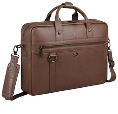 WildHorn Premium Leather Laptop Bag for Men | Handcrafted | Adjustable Shoulder Strap, Fits 15.6-Inch Laptop | Ideal for Office, Travel, Daily Use - 1 Year Warranty (WALNUT)