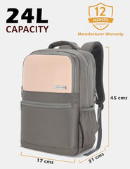 Lavie Sport 45cm Pioneer 24 Litres Laptop Backpack with Trolley Sleeve For Men & Women|Vegan Leather|Office Travel Backpack|Front organizer|Bottle Holder|Fits upto 14" Laptop